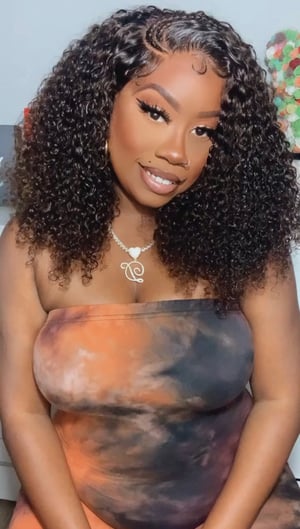 Image of Braided Curly Brown 5x5 Closure Wig in 18”