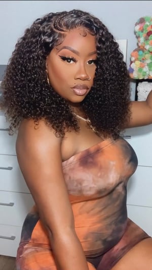 Image of Braided Curly Brown 5x5 Closure Wig in 18”