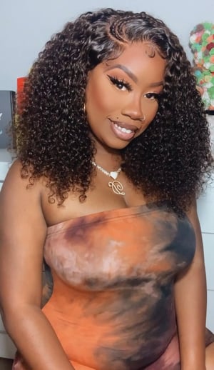 Image of Braided Curly Brown 5x5 Closure Wig in 18”