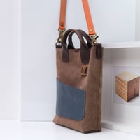 Image 2 of Suede Pops Two-way Tote blue pocket