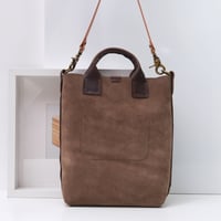 Image 3 of Suede Pops Two-way Tote blue pocket