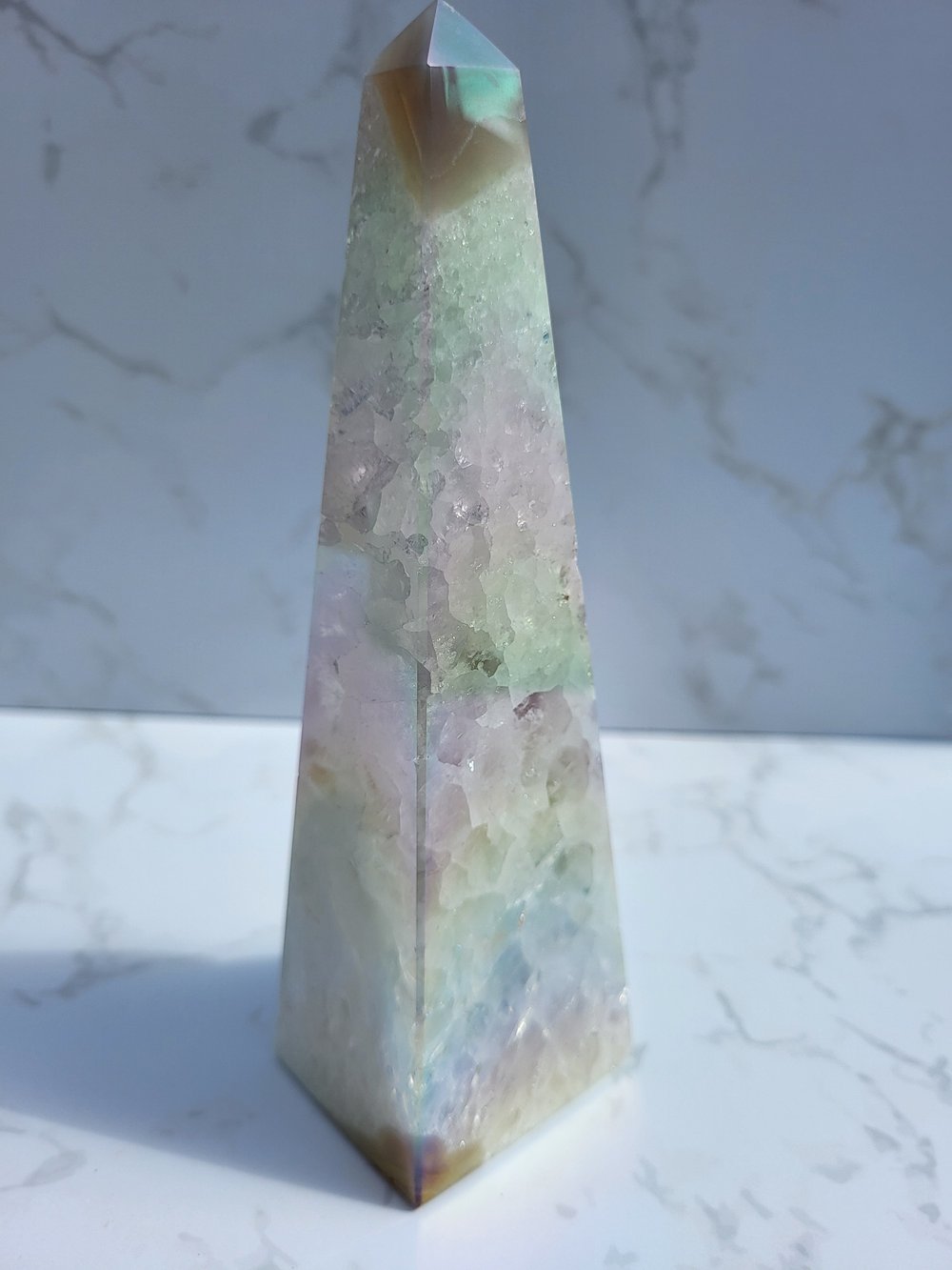 Image of Aura Agate Druzy Obelisk Tower 349g