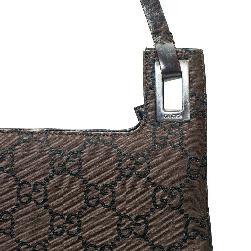 Image of Gucci by Tom Ford 1998 Brown Monogram Shoulder Bag