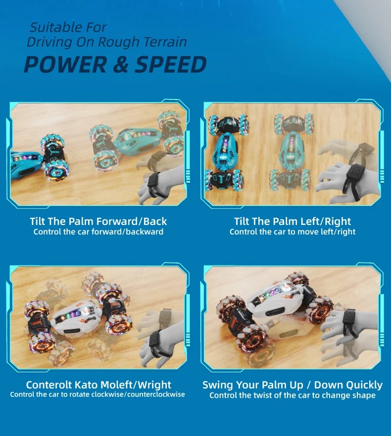 Gesture Induction Twist Electric Car 2.4G RC Off-Road Vehicle Light Spray Double-sided stunt RC Car