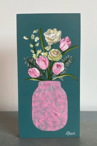 Image 2 of Mini Floral 61 by Neena Buxani - Original Painting