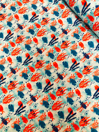 Image 2 of Tela 100% Algodón - Pececillos - Coral/Azul - 12€/m