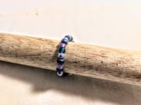 Image 3 of BLUE, PURPLE, AND SILVER MULTICOLOR BEADED WIRE WRAP RING (ITEM #2549)