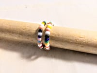 Image 4 of RAINBOW MULTICOLOR BEADED WIRE WRAP RING (ITEM #2547)