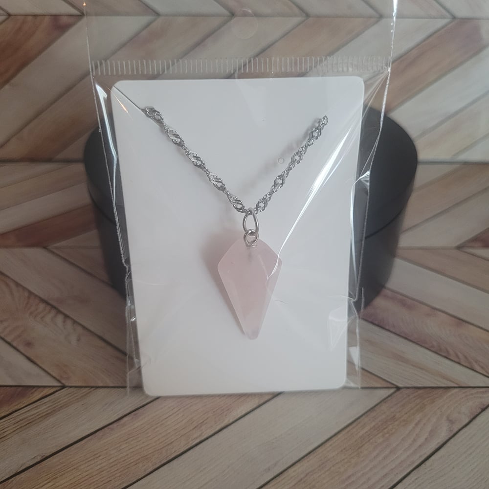 Image of Rose Quartz Pendulum Necklaces