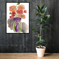 Image 1 of Poppy Posy with a fancy knot- Poster Print