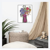 Image 2 of Iris and sweet peas with a fancy knot- Poster Print