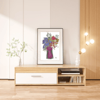 Image 1 of Iris and sweet peas with a fancy knot- Poster Print