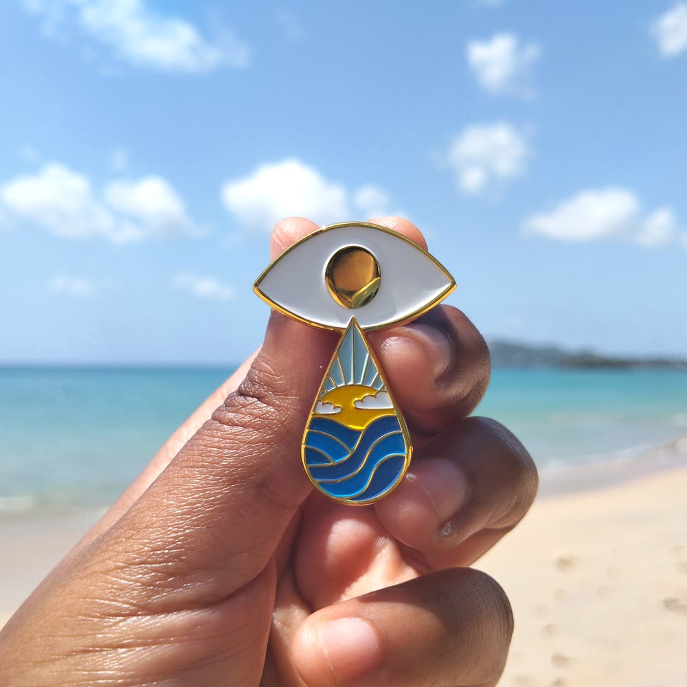 Image of cry me an ocean enamel pin