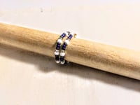 Image 4 of NAVY BLUE AND WHITE BEADED WIRE WRAP RING (ITEM #2541)