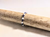 Image 3 of NAVY BLUE AND WHITE BEADED WIRE WRAP RING (ITEM #2541)