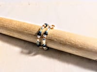 Image 4 of AUBURN, BLUE, WHITE, AND BLACK MULTICOLOR BEADED WIRE WRAP RING (ITEM #2545)