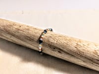 Image 3 of AUBURN, BLUE, WHITE, AND BLACK MULTICOLOR BEADED WIRE WRAP RING (ITEM #2545)