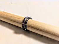 Image 4 of NAVY BLUE AND SHIMMERY CLEAR BEADED WIRE WRAP RING (ITEM #2538)