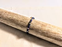 Image 3 of NAVY BLUE AND SHIMMERY CLEAR BEADED WIRE WRAP RING (ITEM #2538)