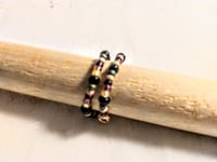Image 4 of BURGUNDY, AUBURN, YELLOW, OLIVE, AND BLACK MULTICOLOR BEADED WIRE WRAP RING (ITEM #2542)