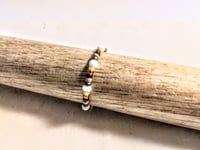 Image 3 of YELLOW, AUBURN, WHITE, AND OLIVE MULTICOLOR BEADED WIRE WRAP RING (ITEM #2546)