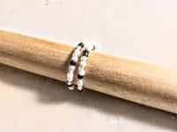 Image 4 of BLACK AND WHITE BEADED WIRE WRAP RING (ITEM #2540)