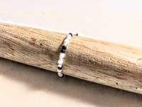 Image 3 of BLACK AND WHITE BEADED WIRE WRAP RING (ITEM #2540)