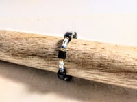 Image 3 of BLUE AND WHITE, WITH SQUARE BLACK BEADS MULTICOLOR BEADED WIRE WRAP RING (ITEM #2537)