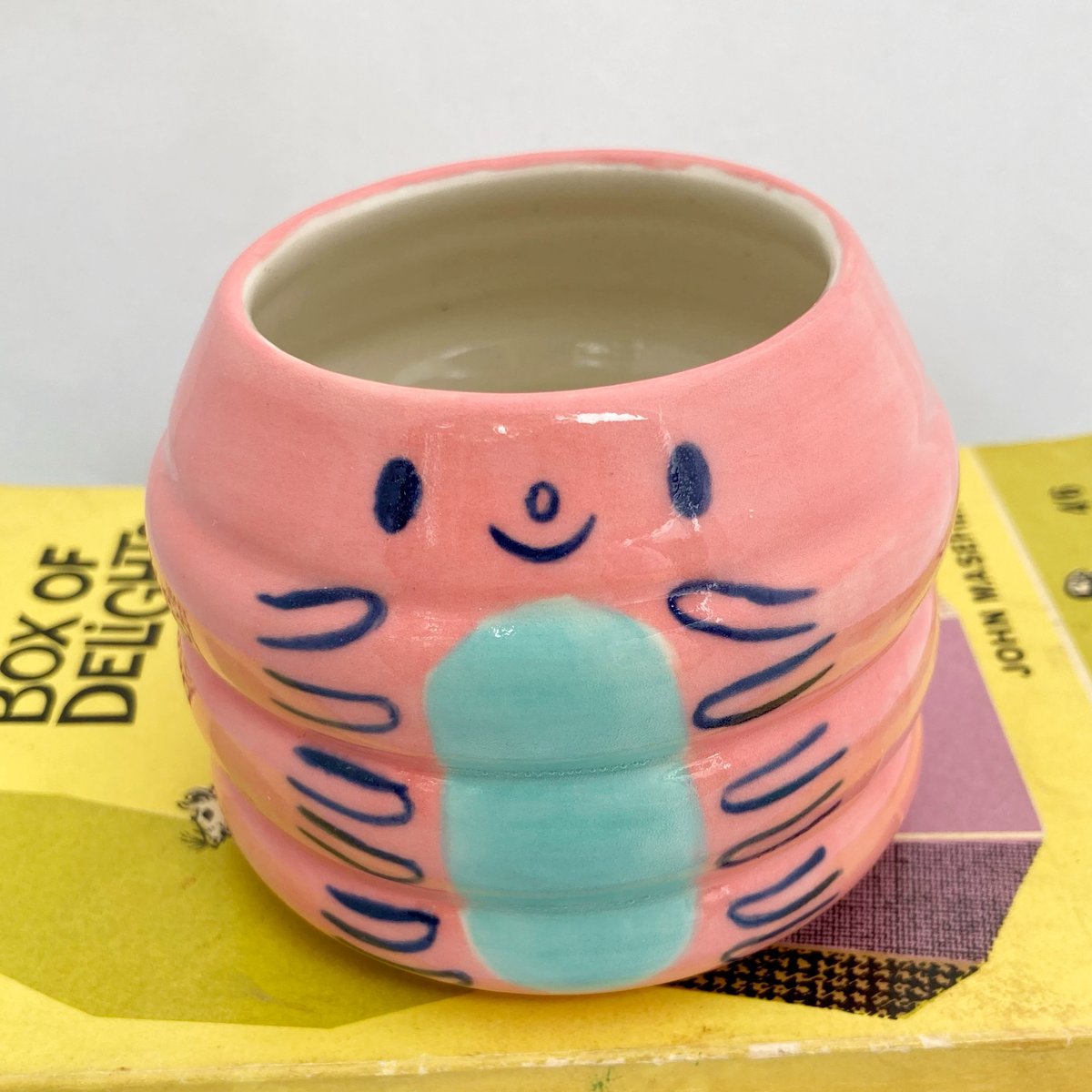 Image of Pink and blue caterpillar pot 