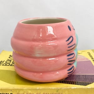 Image of Pink and blue caterpillar pot 