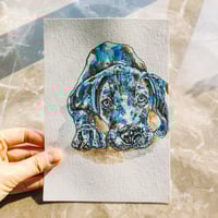 Image 1 of 'Yuni' the Puppy Weimaraner - Original Artwork 7x5 inches