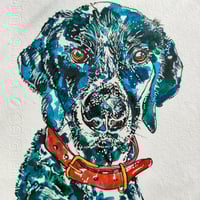 Image 2 of 'Hunter' the German Shorthaired Pointer (Blue) - Original Artwork 7x5 inches
