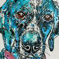Image 3 of 'Hunter' the German Shorthaired Pointer (Teal) - Original Artwork 7x5 inches