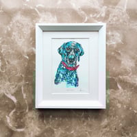 Image 4 of 'Hunter' the German Shorthaired Pointer (Teal) - Original Artwork 7x5 inches