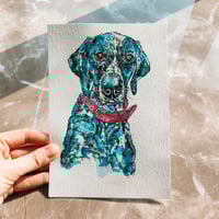 Image 1 of 'Hunter' the German Shorthaired Pointer (Teal) - Original Artwork 7x5 inches