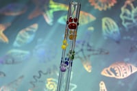 Image 2 of Swirl of Paw Prints Glass Drinking Straw