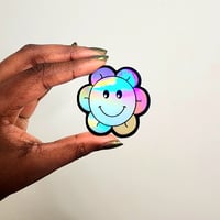 Image 3 of Smiley Flower - Holographic Sticker