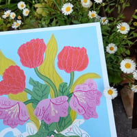 Image 3 of Frilly Tulips & Hellebores A4 Art Print