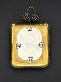 Image 1 of Small Art Deco Hammered Brass Wall Mirror