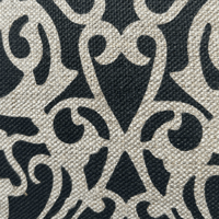 Image 3 of Fretwork Cushion Cover in Black on Natural Linen