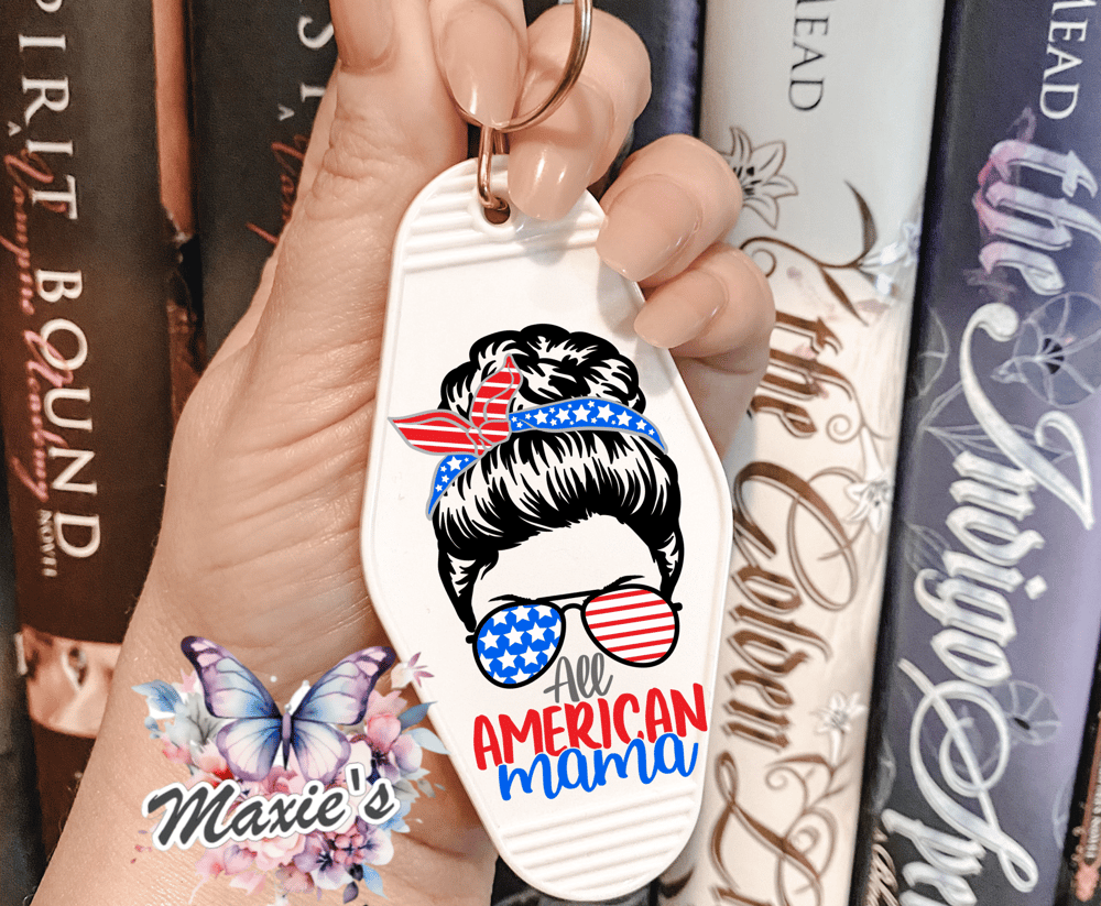 Image of All American Mama UVDTF Motel Keychain Decal 