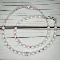 White Shell Necklace with Crystals and Neon Beads