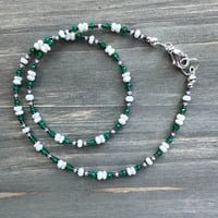 Image 1 of Green and White Gemstone Necklace