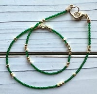 Image 1 of Green Onyx and Gold Beaded Necklace