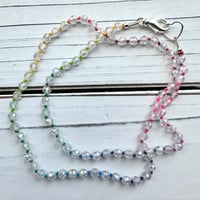 Image 1 of Sparkly Zircon and Rainbow Hand-Knotted Necklace