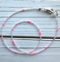 Image 1 of Quartz Crystal and Neon Pink Beaded Necklace