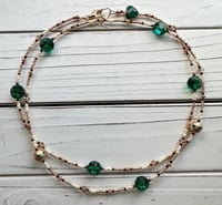 Image 1 of Green and Gold Beaded Necklace