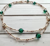 Image 2 of Green and Gold Beaded Necklace