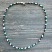 Image 2 of Green and White Gemstone Necklace