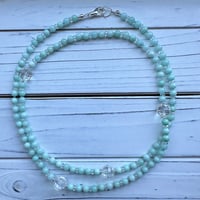 Image 1 of Light Green Jade Necklace With Art Deco Crystals 